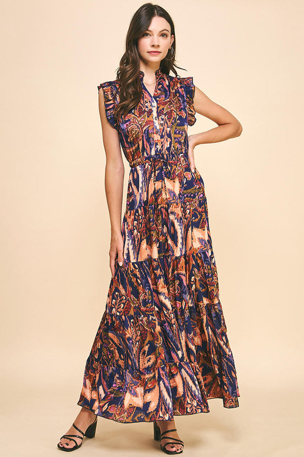 Penelope Dress - Navy Abstract