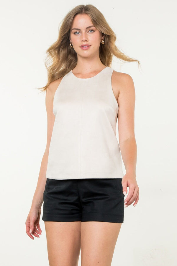 Alexandria Suede Tank - Oyster / Oatmeal