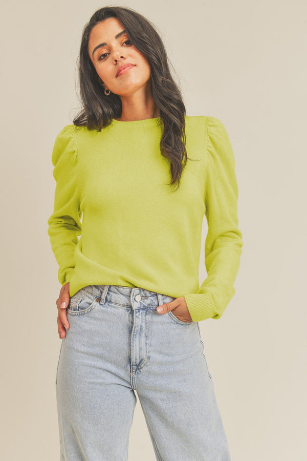 Bonnie Long Sleeve Sweater - Lime